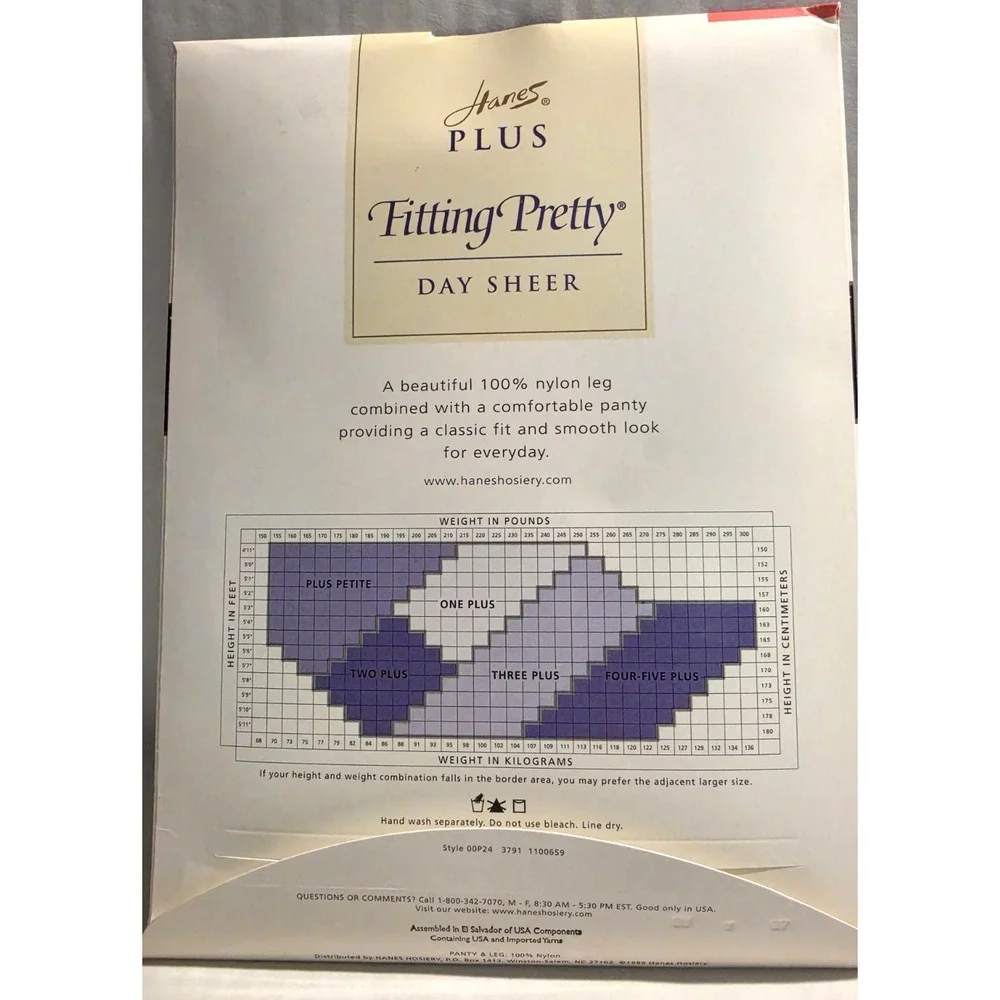 Hanes Plus Fitting Pretty Day Sheer Three Plus 3+ Navy